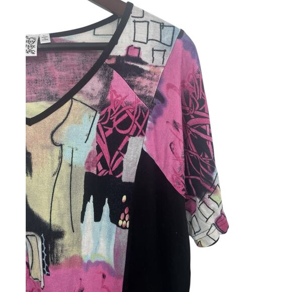 Parsley & Sage Abstract Art Print Short Sleeve Top Large Women’s Tunic Boho Y2K - Picture 4 of 9